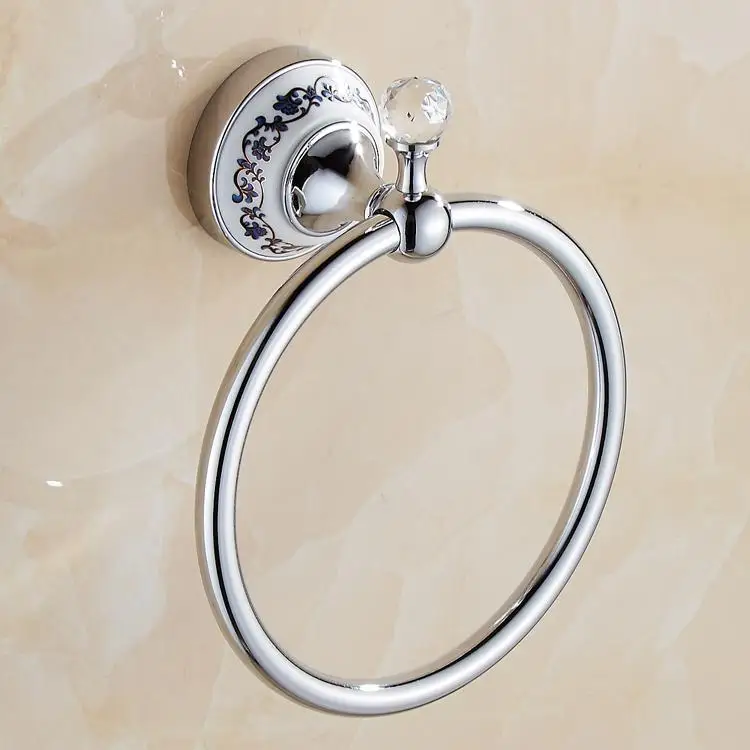 Towel ring Хрустальный держатель для полотенец silverполотенец, держатель для туалетной щетки, полка для ванной комнаты, держатель для бумаги, двойной держатель для стаканов, аксессуары - Цвет: Towel ring