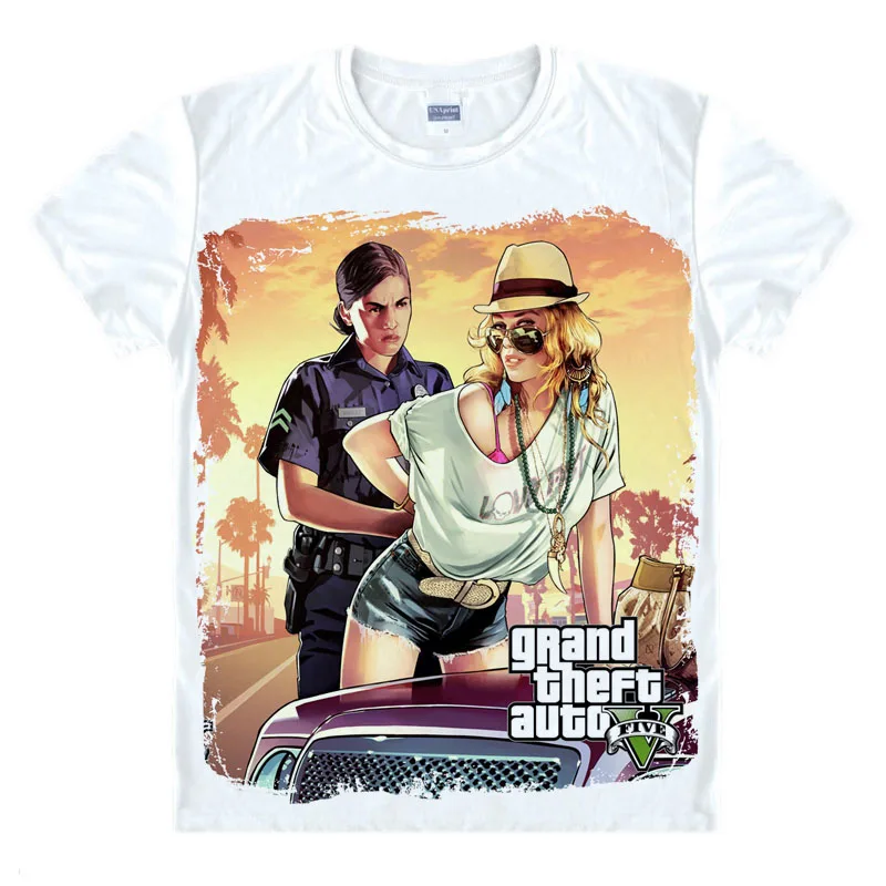 Мужская футболка с ярким принтом Grand Theft Auto Game GTA 5 летняя для пар забавная одежда |