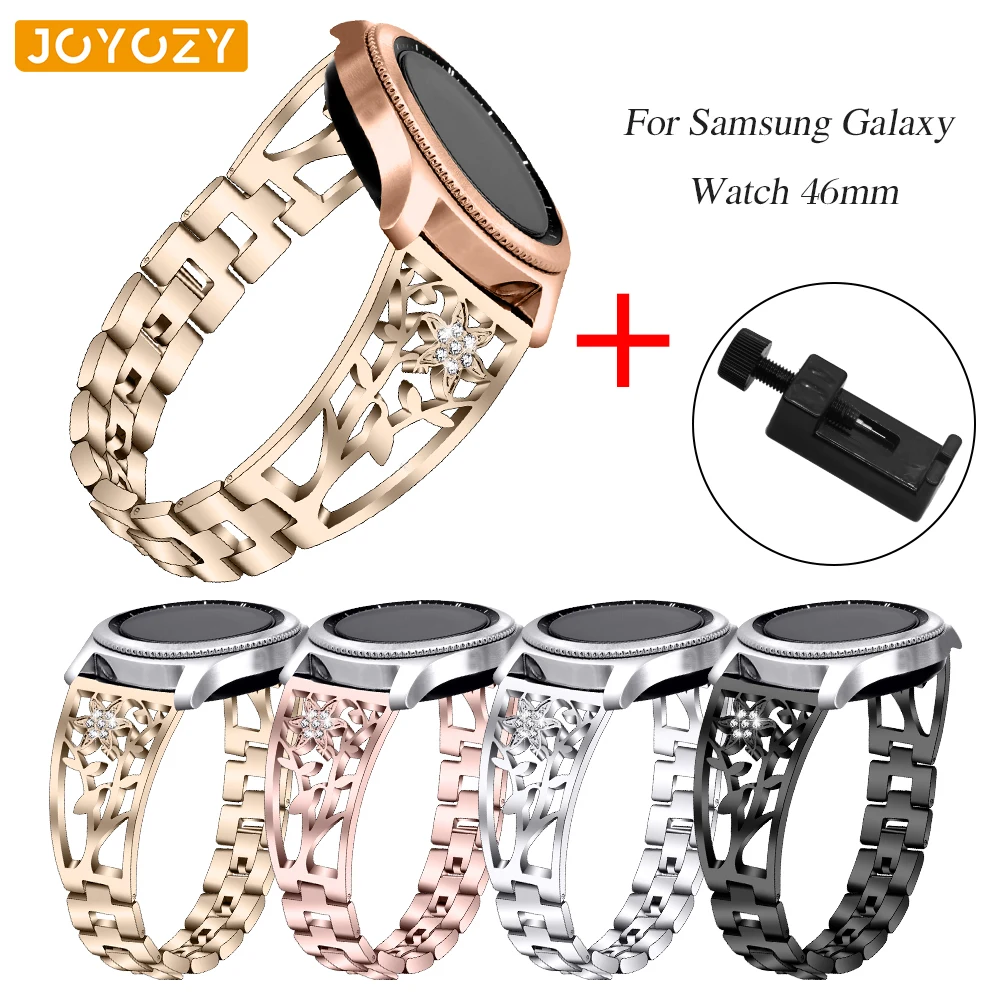 Браслет Joyozy из нержавеющей стали для samsung watch 42 мм 46 черный бриллиантовый браслет