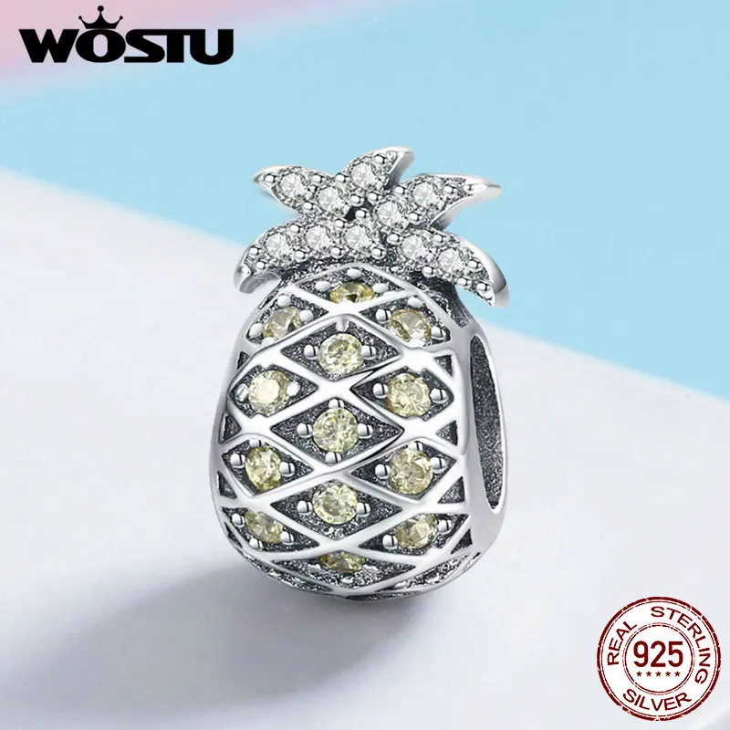 WOSTU подлинный 100% Серебро 925 пробы летние бусины в виде ананаса подходит браслет и