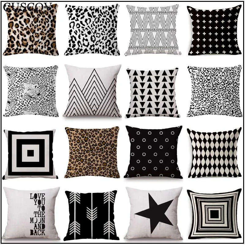 

CUSCOV new geometric leopard print cotton linen home sofa cushion cover home decoration pillowcase fashion car seat pillow cover