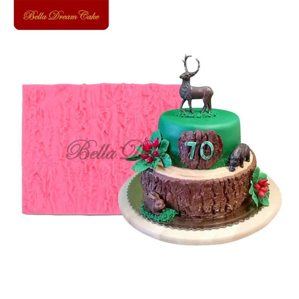 

Tree Bark Silicone Cake Mold for Cake Border Decoration Fondant Moulds 3d Soap Mold Silicone Lace Molds Decorating Tools SM-551