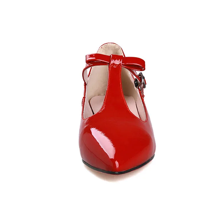 Т-Ремень Мэри Джейн Обувь Лакированная Кожа Острым Носом Пряжки Ремня женская С