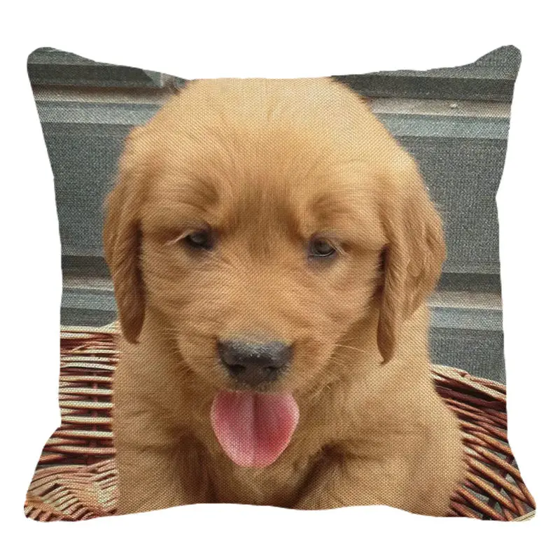 XUNYU Cute Pet Little Golden Retriever Dog Pillow Case Childs Linen Printed Cushion Cover for Home Sofa Pillowcase 45x45 Cm | Дом и сад