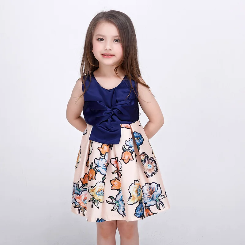 Spring and summer girls dress Children Girls Dress Print Ball Gown Fashion Wedding Party Kids Dresses YWA-86027 | Детская одежда и