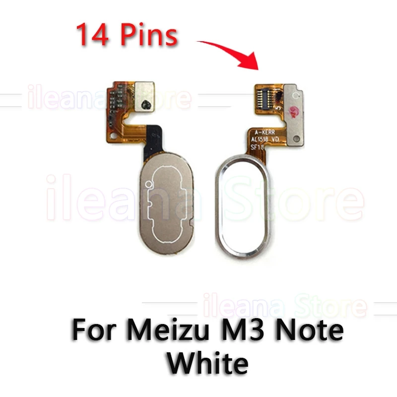 M3 Note White Главная Задняя Кнопка сенсорная ID датчик отпечатков пальцев гибкий кабель для Meizu M3 Note M3s Запчасти для телефонов - Цвет: M3 Note White