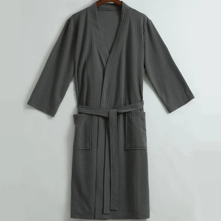 Для мужчин летний спальный халат с длинными японский одноцветное банные халаты