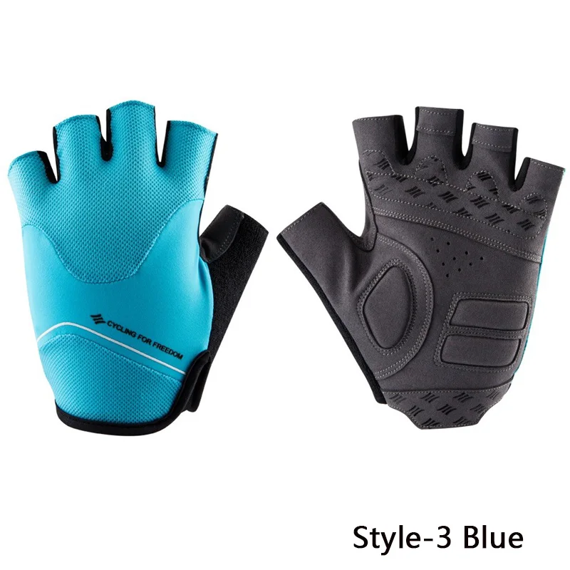 Blue-Style 3 SANTIC мужские и женские профессиональные перчатки для велоспорта, перчатки для шоссейного велосипеда, дышащие противоскользящие перчатки для горного велосипеда, противоударные - Цвет: Blue-Style 3