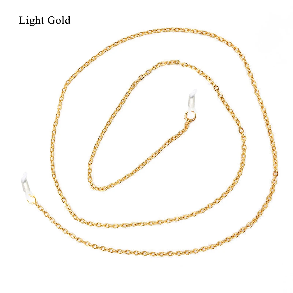 light gold Шикарные Золотые Серебряные очки солнечные очки с цепочкой ремешок Ремешок для чтения очки с цепочкой шнур для очков для чтения Держатель шейный ремешок веревка - Цвет: light gold