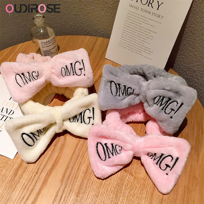 OUDIROSE Новая женская повязка для волос с бантиком модная буквами OMG Коралловая
