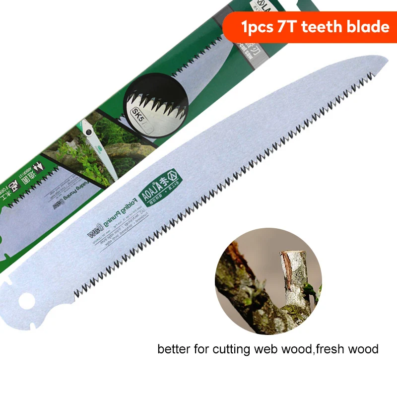1 blade-7T teeth LAOA 10 дюймов 7 T/9 T/12 T деревянная Складная пила для кемпинга SK5 прививка секатор для деревьев измельчитель садовые инструменты нож - Цвет: 1 blade-7T teeth