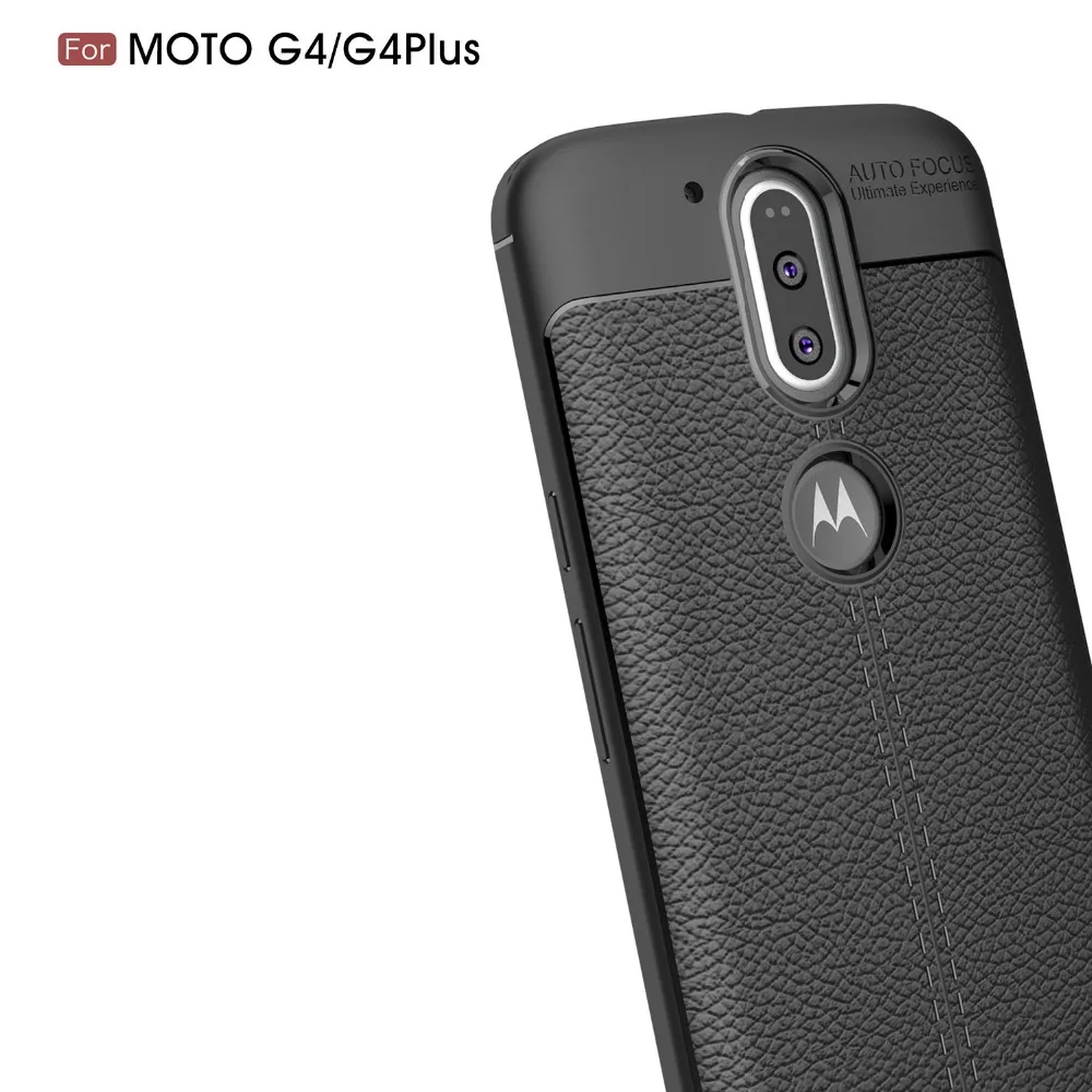 Мягкий ТПУ чехол для телефона BEFOSSON Moto G4 зернистый кожаный личи plus | Мобильные