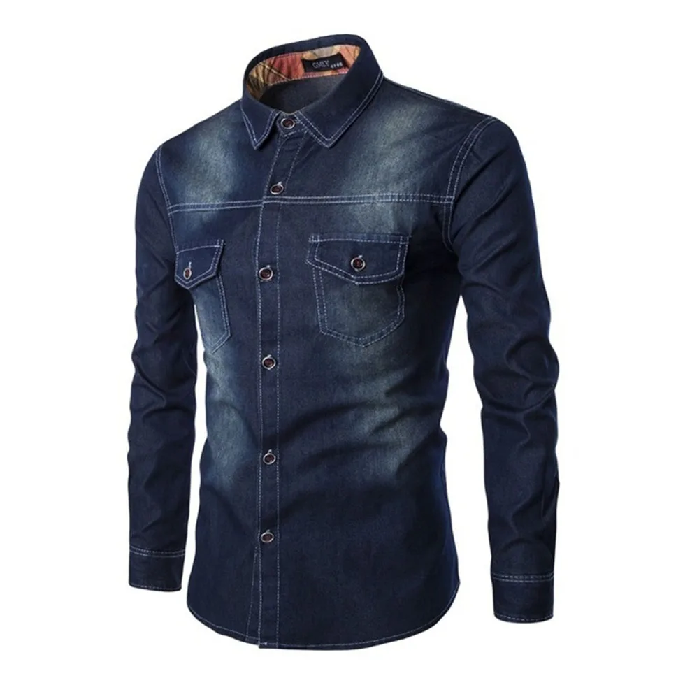 ZOGAA Men Long Sleeve Denim Shirt Mens Casual Dress Male Jean Shirts High Quality Street Wearing Hot Sale 2021 Mens Shirts