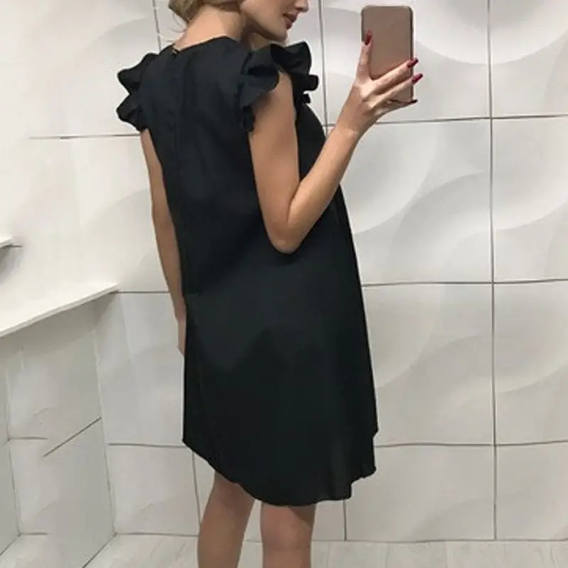 Модное повседневное милое женское платье свободное однотонное пляжное вечернее
