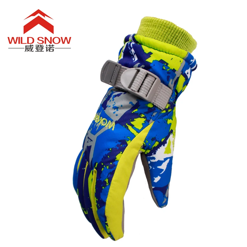 Детские лыжные перчатки WILD SNOW для сноуборда зимние водонепроницаемые девочек с