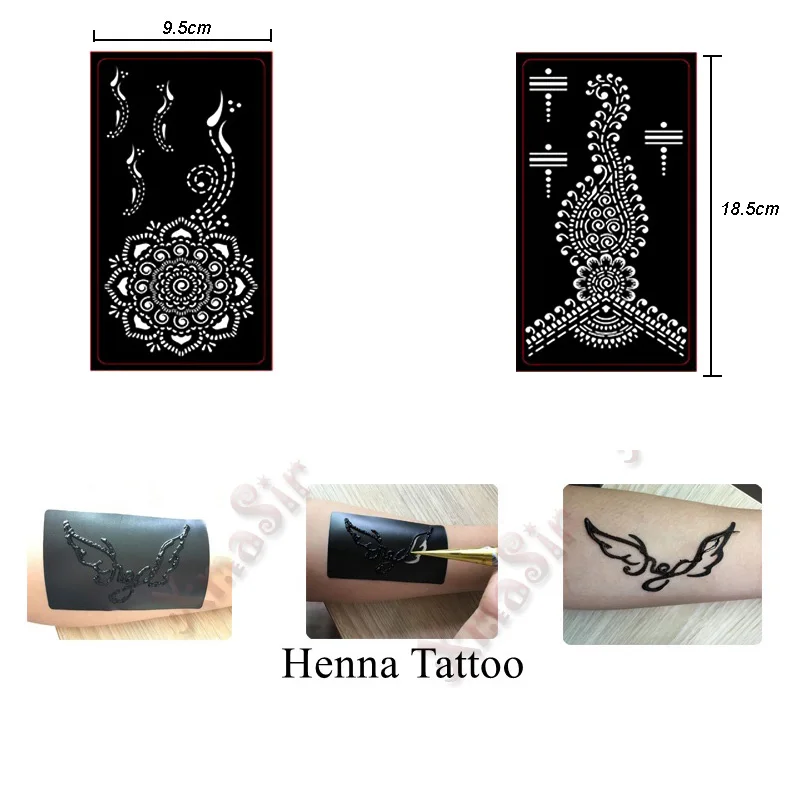 6pcs/Set Henna Tattoo Stencil Mehndi Aribrush Templates for Women Body Paint Indian Tattoo Stickers New Designs Kit 6 Patterns