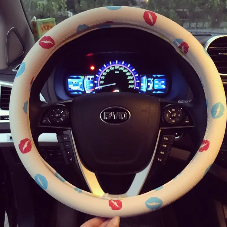 Leather Lip Printed Car Steering Wheel Cover Cartoon Cute Auto Covers for Girls and Women | Автомобили и мотоциклы