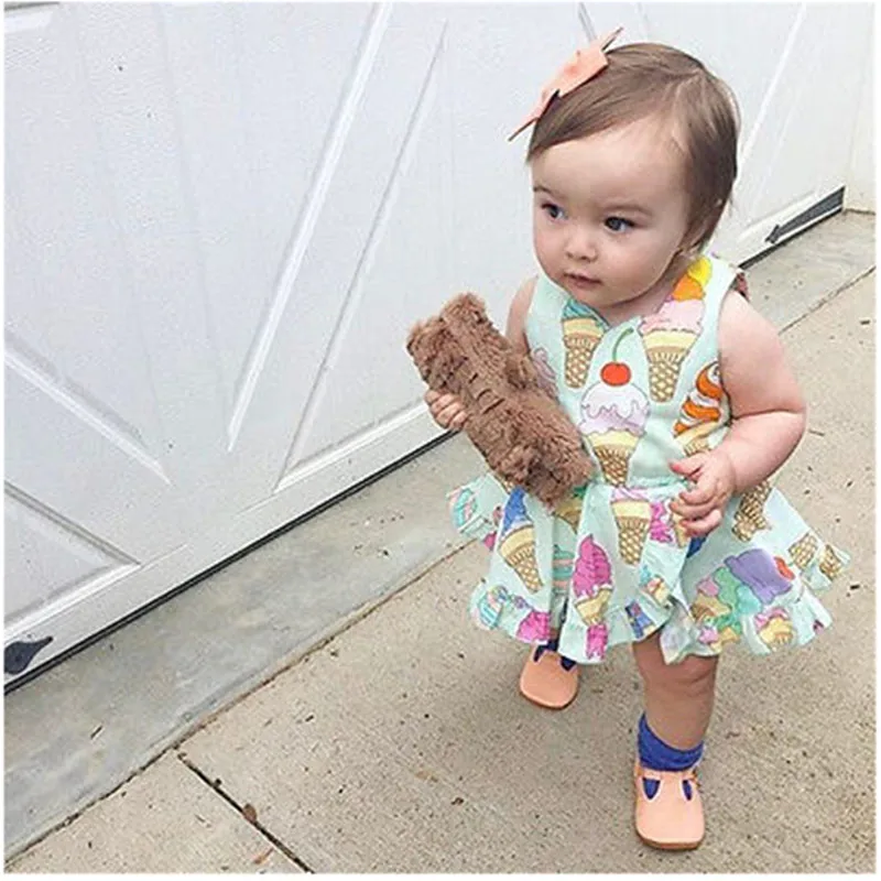 2017 г. платья принцессы для девочек одежда Летнее Детское платье без рукавов