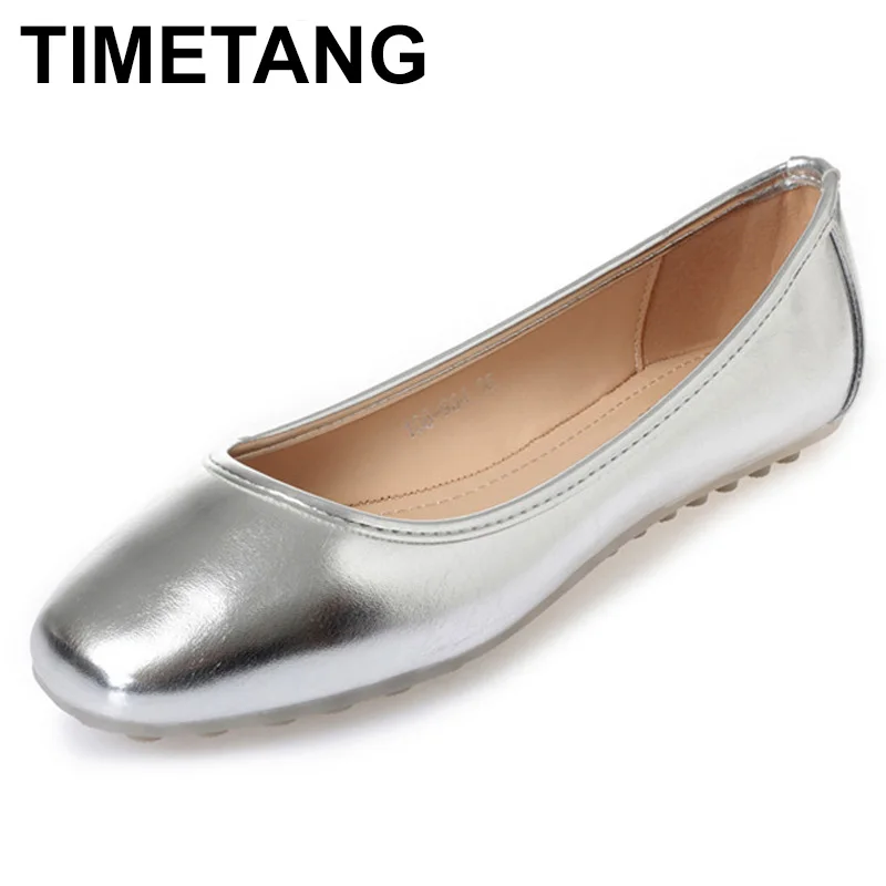 

TIMETANGFemale's Vintage Square Toe Slip-on Spike Heel Flats Rome style Plus size Anti-Skip Boat Shoes Grey Gold Silver Fashion