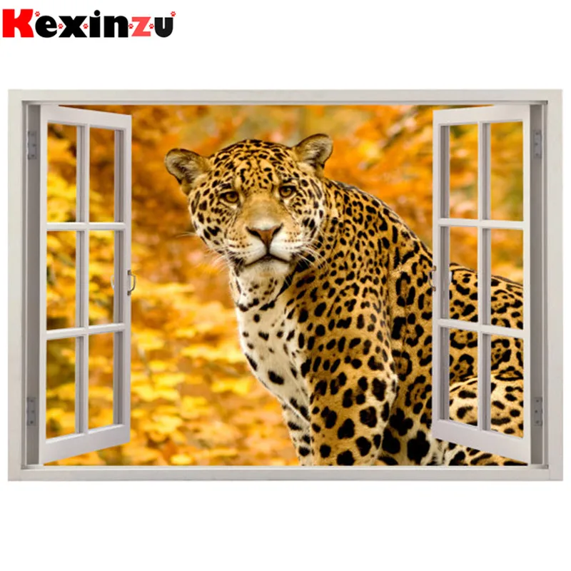 

kexinzu Full Square/Round 5D Diy Diamond Painting Cross Stitch "Window Animal" Diamond 3D Embroidery Mosaic Home Decor Gift K72