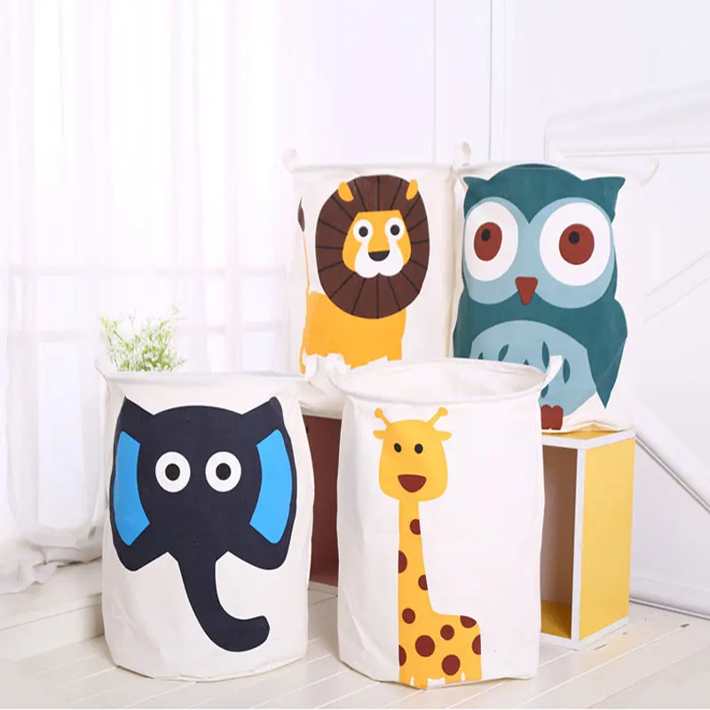 New Waterproof Laundry Hamper Cartoon Animals Clothes Storage Baskets Home Decoration Barrel Kids Toy Organizer Basket | Дом и сад