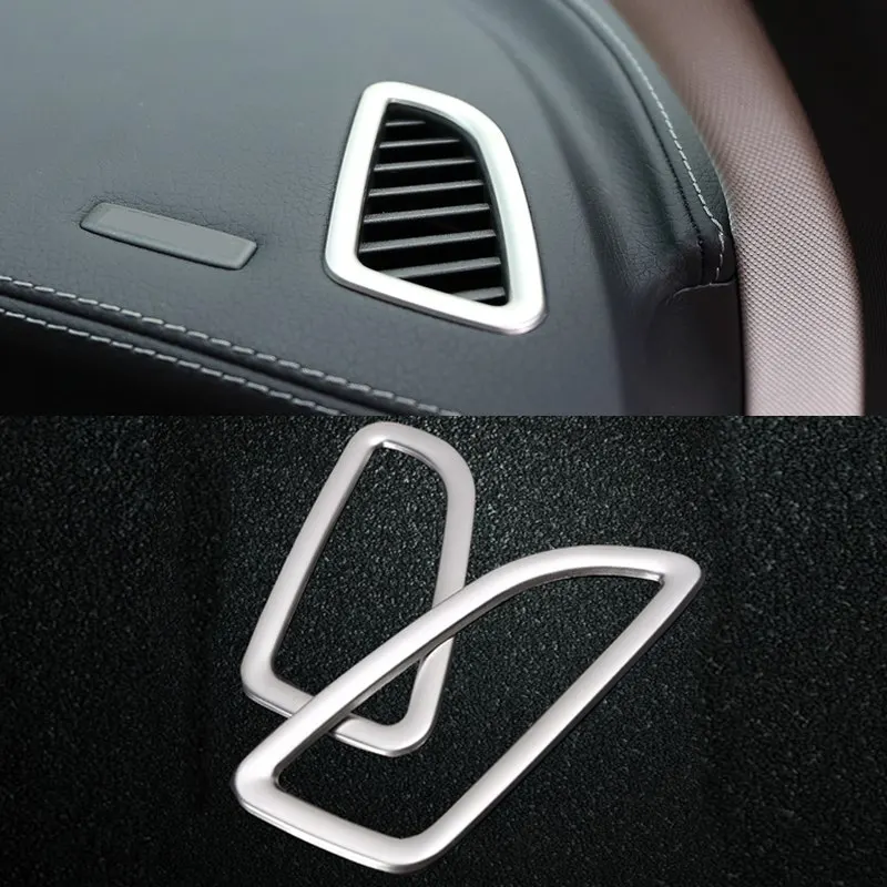 

2PCS Stainless Steel instrument panel outlet decorative Trim Cover Stickers For Mercedes Benz W205 New C Class 2016-2018