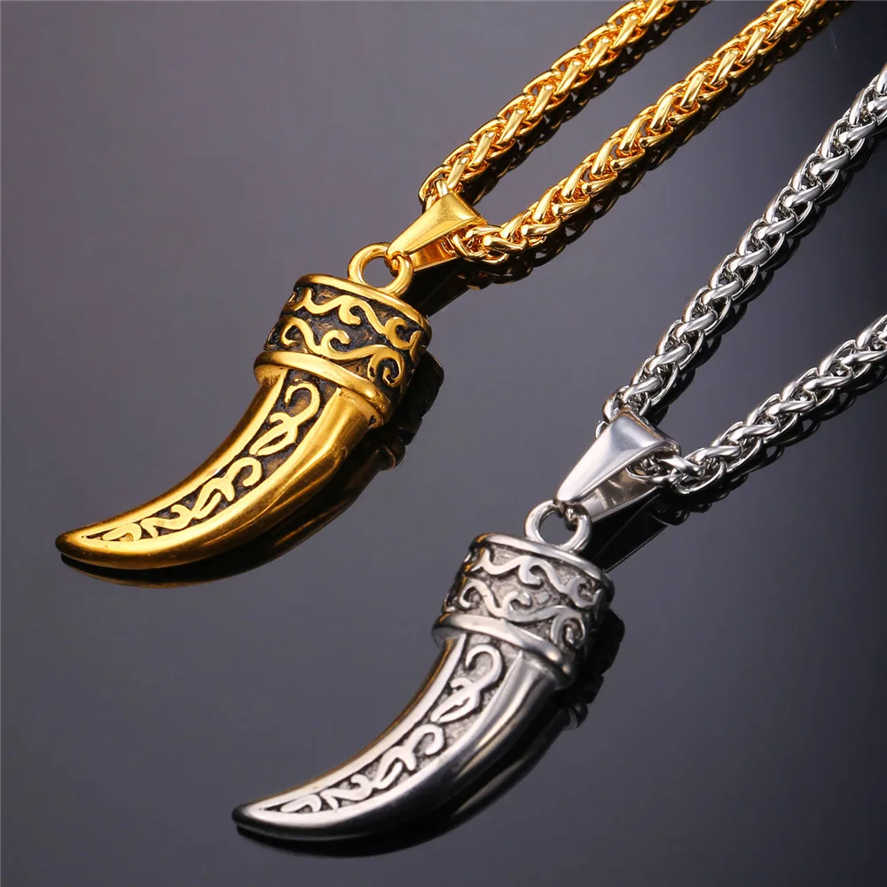 Kpop Woof зуб ожерелье панк-рок массивные ювелирные изделия Желтое золото