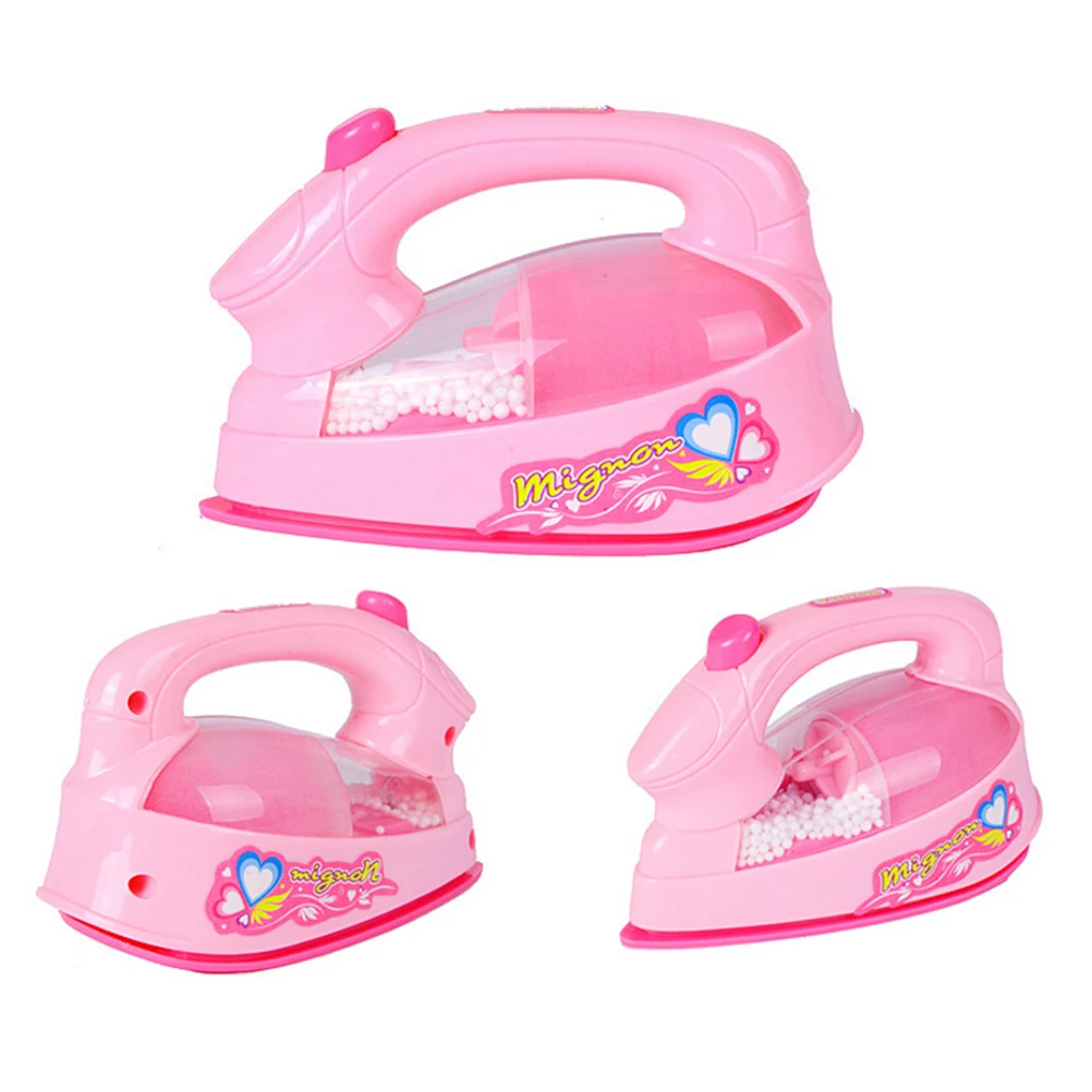 

1Pc Children Kids Play House Toy Electric Iron Plastic Light-up Simulation Mini Home Appliances Baby Girls Pretend Play Toy