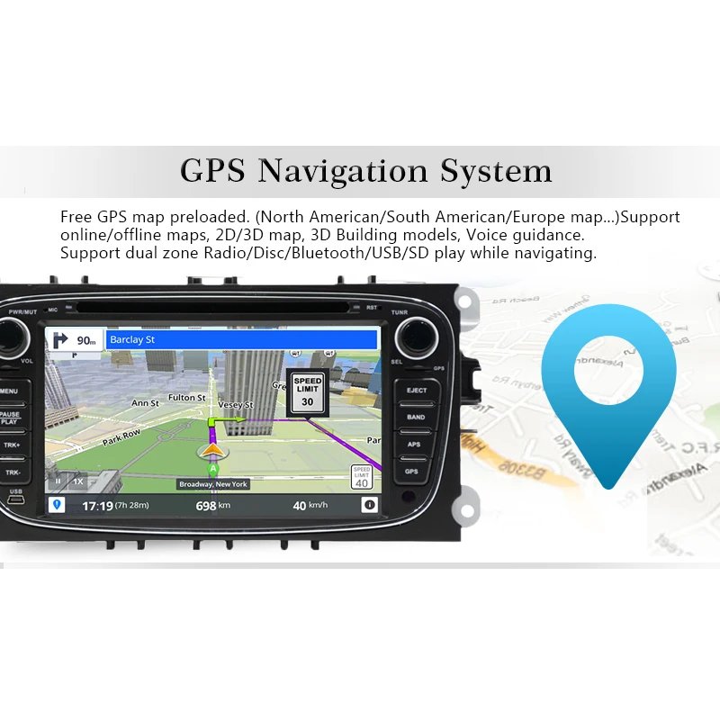 1 ГБ/16 ГБ четырехъядерный Android 8 01 автомобильный DVD-плеер для Ford Focus Mondeo Galaxy с радио