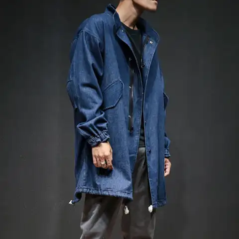 Плащи и тренчи: denim-trench-coat-mens 