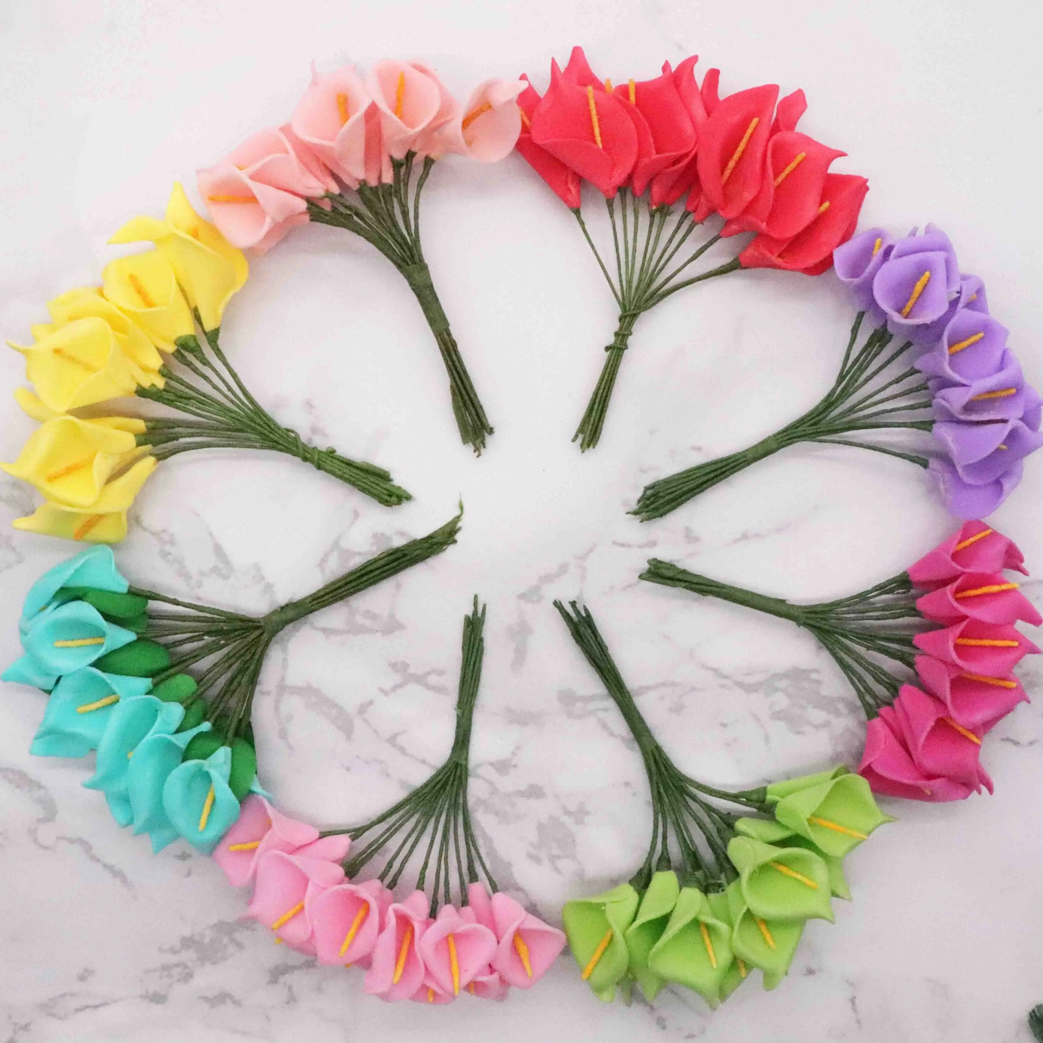 

12 pcs Mini Foam Calla Handmake Artificial Flower Bouquet Wedding Decoration DIY Wreath Gift Box Scrapbooking craft Fake flower