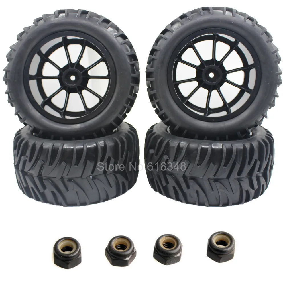 4x RC грузовые шины губка и колеса обода вставляется для 1/10 HSP Himoto Redcat AMAX Exceed HPI Off Road