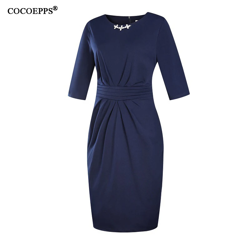 Женское облегающее Платье До Колена платье большого размера с круглым вырезом и