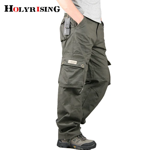 Holyrising, мужские брюки карго, хлопок, повседневные брюки, много карманов, pantalon homme, мужские Модные Военные брюки, мужские 18729-5 - Цвет: Amry Green