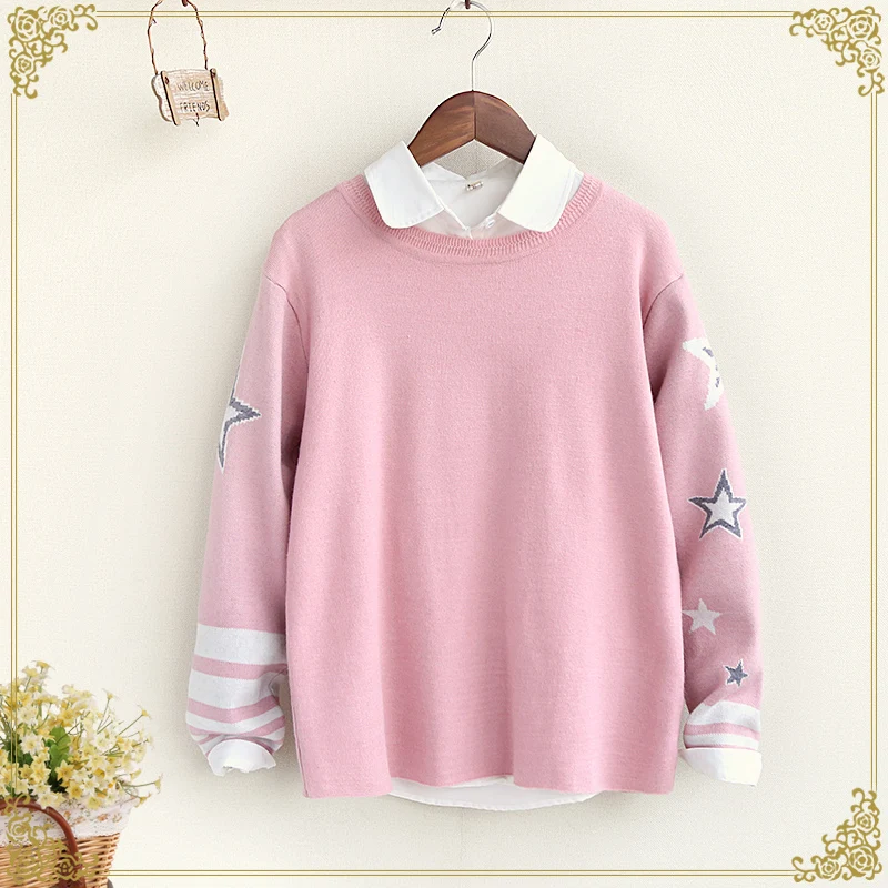 Бесплатная Доставка Японский Лесного Стиль Осень Полный Дна Девушка Свитер