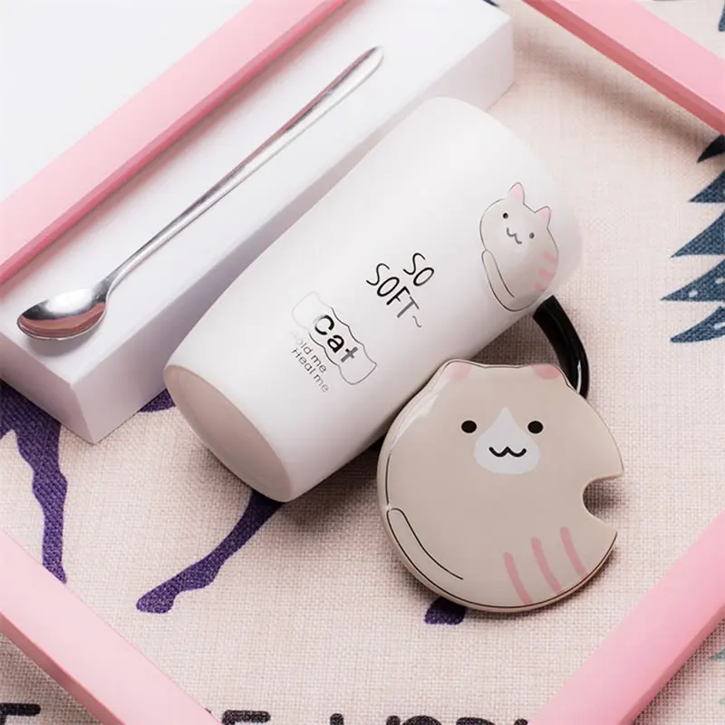 Милая кружка для кошки OBR керамические кофейные кружки с крышкой ложки чашка