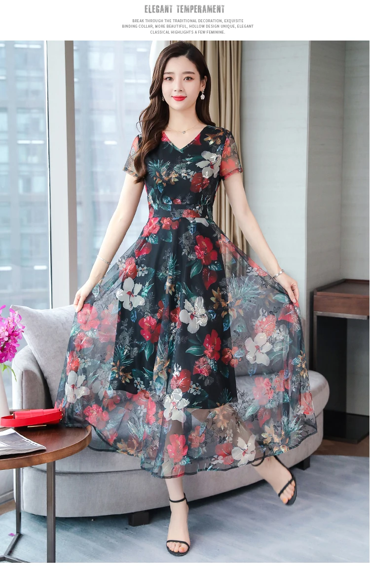Элегантные цветочные шифоновые Boho летние миди-платья винтажные 3XL плюс размер пляжный Макси-сарафан с принтом женские облегающие вечерние платья