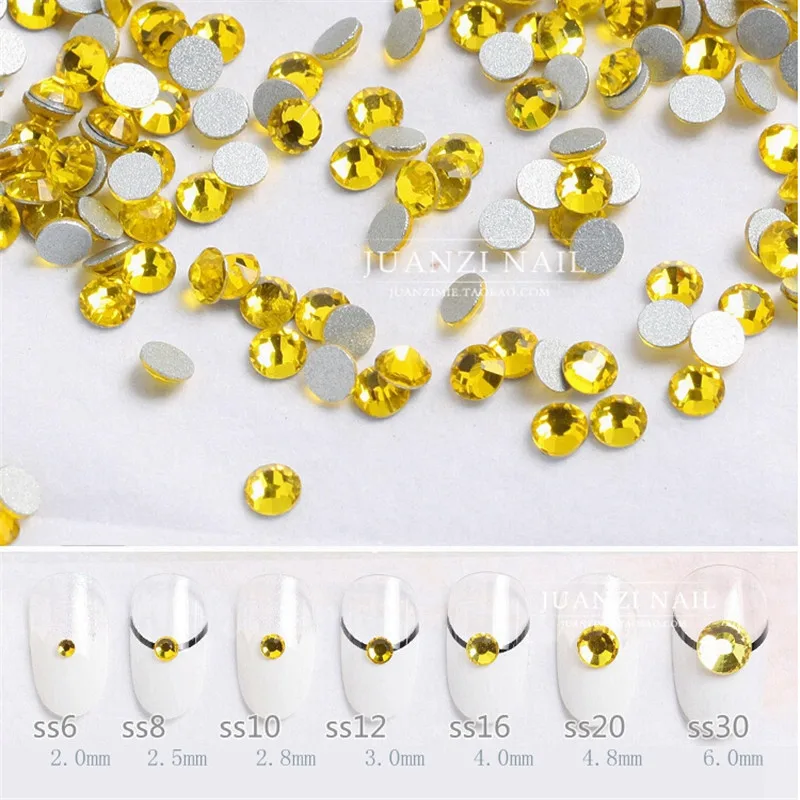 CCBLING кристалл цитрин ss3 ss30 bag Nail разы с плоской задней поверхностью без горячей