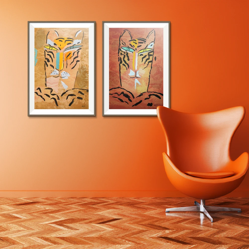 Граффити Животные тигр мультфильм абстрактная Мадлен пик картина маслом спрей