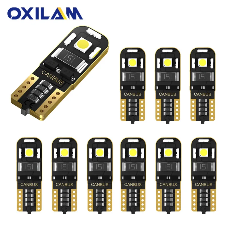 10 шт. OXILAM LED T10 Canbus W5W Светодиодная лампа без ошибок 360 градусов освещение для