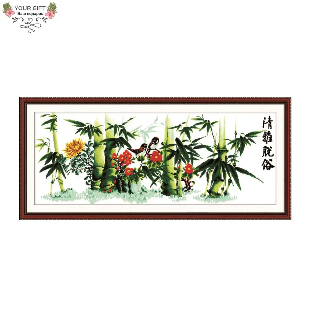 

Joy Sunday F035 14CT 11CT подсчитанный и штампованный домашний декор китайская элегантность бамбуковый цветок вышивка наборы для вышивки крестиком