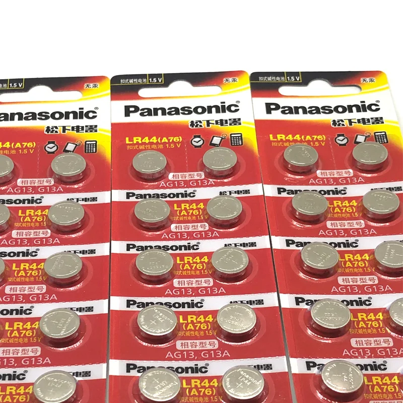 50 шт./лот 100% оригинал Panasonic 1 5 в Кнопочная батарея LR44 литиевые батареи A76 AG13 G13A LR1154
