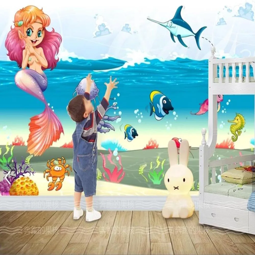 3D морской мир настенная бумага для детской комнаты гостиная животные s Искусство