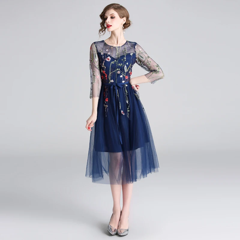 Женское длинное платье с цветочным принтом элегантное в Корейском стиле лето