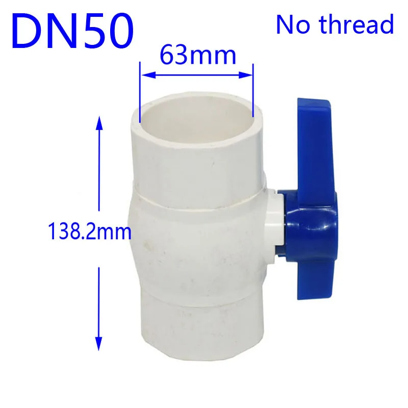 Прямой шаровой кран DN32 DN40 DN50 G2 G1.25 G1.5 ПВХ клапан соединительные фитинги для