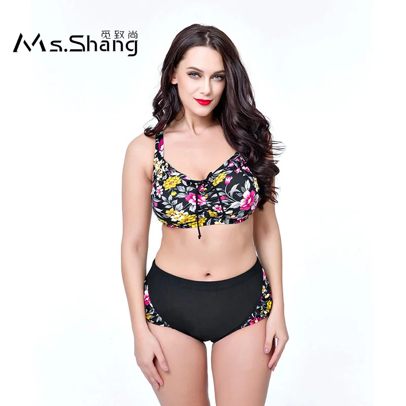 Бикини 2017 плюс размер купальник женский цветочный принт пуш-ап бикини с
