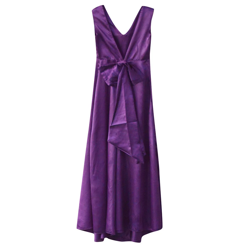 Летнее платье для женщин vestido Сарафан, женский халат платья однотонные сексуальные с открытой спиной Элегантные с бантом длинные платья макси-платье на выход#50