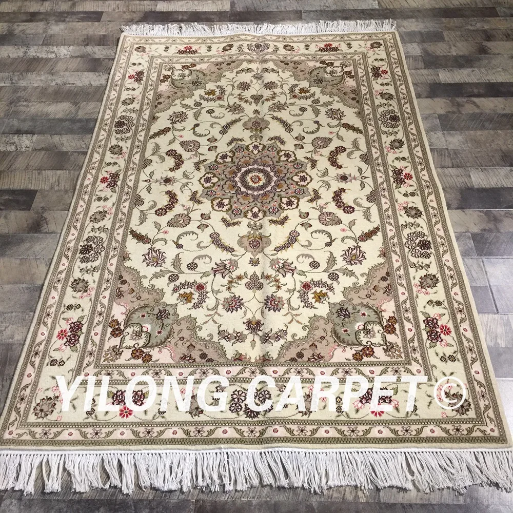 Yilong 4 'x 6' зеленый традиционный шерстяной шелковый ковер тонкий мягкий