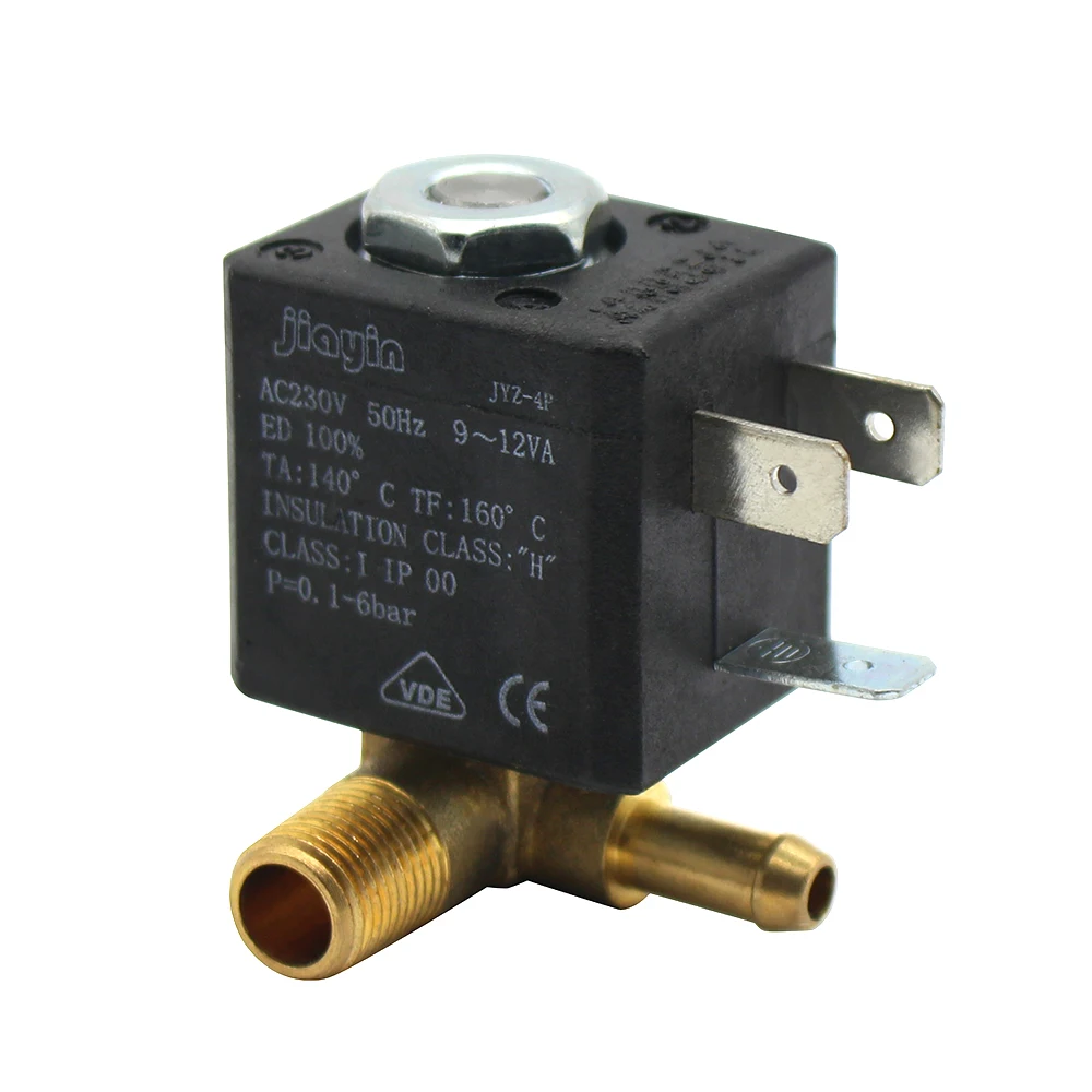 JYZ-4P нормально закрытый канюля 3 мм N/C 2/2 Way AC 230 в G1/8 'латунь парогенератор воды Соленоидный клапан кофеварки