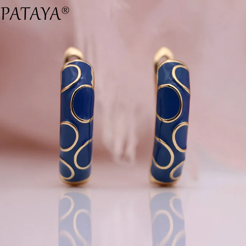 PATAYA, Новое поступление 585, розовое золото, для женщин, для свадьбы, вечеринки, ювелирные изделия, Италия, рисование маслом, цвет, неровный круг, висячие серьги